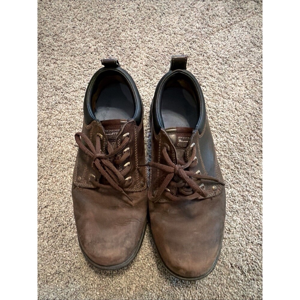 Y2K Grunge Prep Skechers Relaxed Fit Leather Oxford Shoes Men’s Size 9.5 Brown